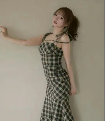 andmary Cecily check long dress