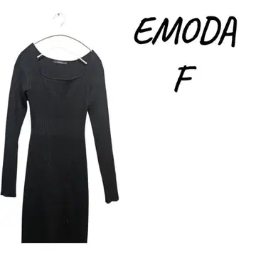 EMODA 블랙 롱 니트 원피스 F