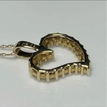 [ 중고 ] 스톤 부착 하트 뒷면 금 10K 목걸이/펜던트