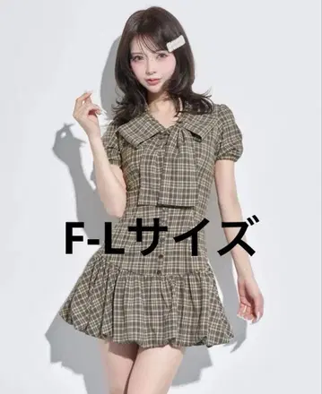 Darich 빅 리본 벌룬 체크 미니 원피스