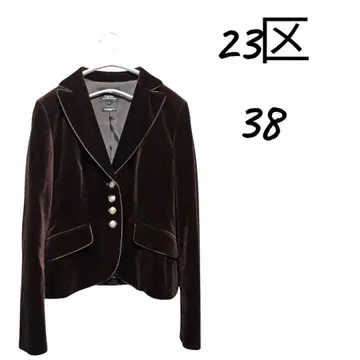 새상품급 다크 브라운 벨벳 테일러드 자켓 38