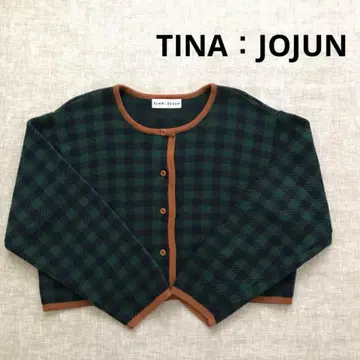 TINA: JOJUN 가디건 체크 무늬 니트 가디건