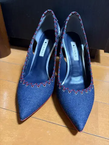 [수회 사용 새상품급] DIANA 데님 x 뱀 패턴 펌프스 24cm