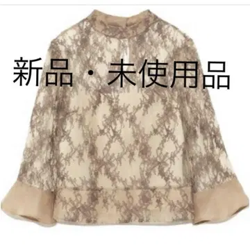 프레이 아이디 오간자 레이스 블라우스 베이지
