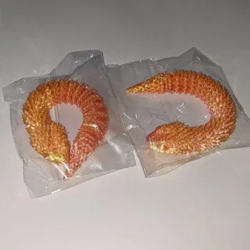 주황 [ 2개 ] 3D 프린트 꿈틀꿈틀 파충류 뱀 완구 묶음 판매