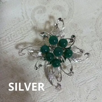 그린 컬러 SILVER 빅 사이즈 브로치