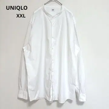 유니클로 노카라 셔츠 화이트 코튼100% XXL