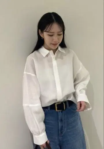 Mila owen 전후 2way 볼륨 구축 슬리브 셔츠