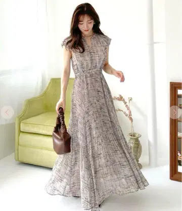 기하학 프린트 프릴 플리츠 원피스 사이즈 2