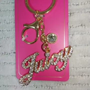 Juicy Couture 크리스탈 참 키링 골드