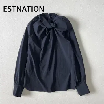 ESTNATION 에스트네이션 리본 타이 타프타 블라우스