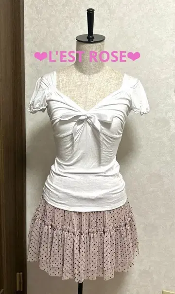 L'EST ROSE 리본 퍼프 슬리브 티셔츠 미사용 새상품 러블리 스타일