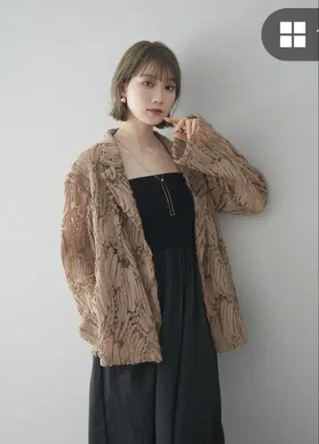 [ 새상품 ] 시어 자카드 테일러드 자켓 / 베이지