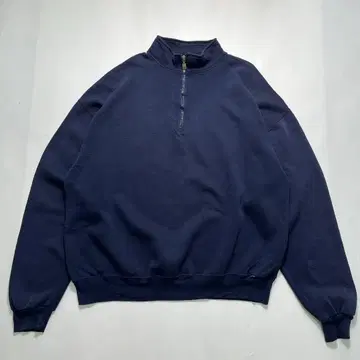 90s 러셀 하프 지퍼 맨투맨 2XL 네이비 무지 블랭크 7128