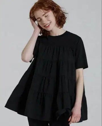 코튼 저지 콤비 티어드 풀오버
