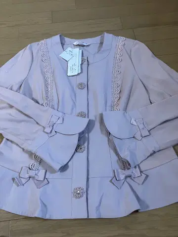 새상품 슈퍼뷰티 42 L 노카라 자켓 핑크