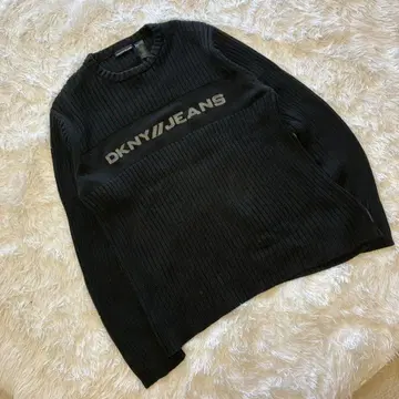 DKNY JEANS 블랙 리브 스웨터