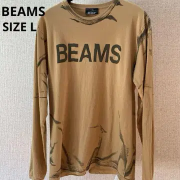 BEAMS 프린트 로고 긴팔 티셔츠