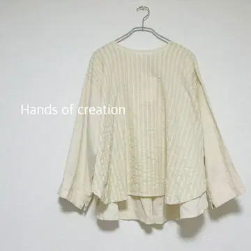 미사용 Hands of creation 린넨 블라우스 티셔츠