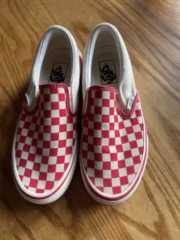 레어 VANS 체커 빨간색 슬립온 25cm