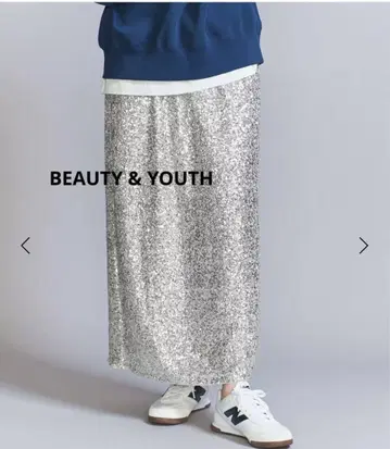 BEAUTY & YOUTH 실버 롱 스커트