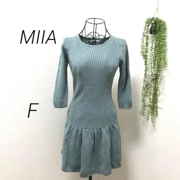 7503-1 MIIA 니트 원피스 F 무지 백리본