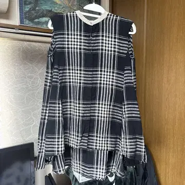 mizuiro ind 슬리브리스 체크 셔츠