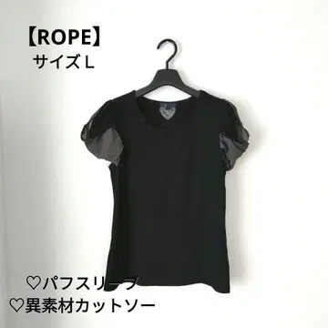 [ ROPE ] 로페 반팔 티셔츠 이소재 쉬폰 퍼프 슬리브 걸리시