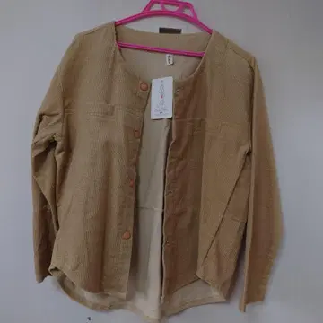베이지 코듀로이 노카라 자켓