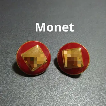MONET 모네 귀찌 빈티지 라운드 에나멜 골드 x 레드