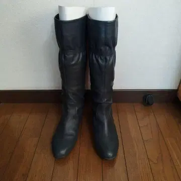 리걸 그레이 가죽 롱 부츠