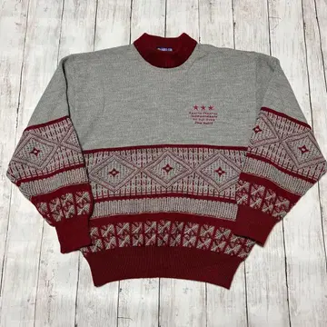 LAUREL CLUB 스웨터 니트 울 그레이 보더 캐주얼