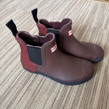HUNTER 브라운 숏 레인부츠 22cm