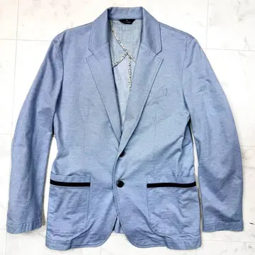 새상품급 XL PaulSmith 스트레치 자켓 안감 없음 꽃무늬 블루