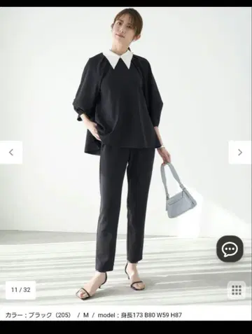 [] [VERY 콜라보] 튜닉 칠부 소매 화이트칼라 옷깃