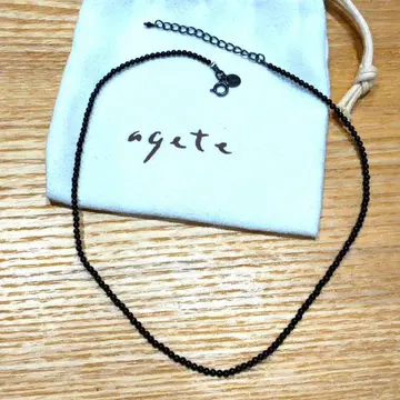 agete 블랙 오닉스 실버 목걸이 파우치 포함