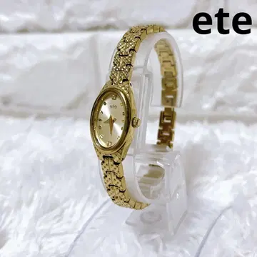 ete 에테 손목시계 골드 다이아 스톤 쿼츠 오벌 타원형