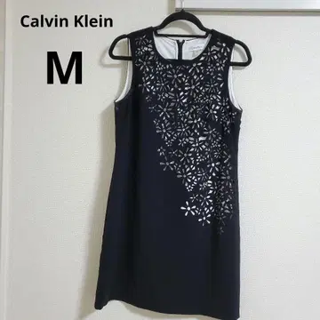 Calvin Klein [ M ] 레이저 컷 원피스 블랙 슬리브리스