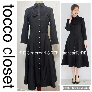 토코 클로젯 레이스업 원피스 긴팔 블랙 tocco