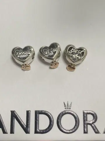 Pandora 하트형 참 3개 세트