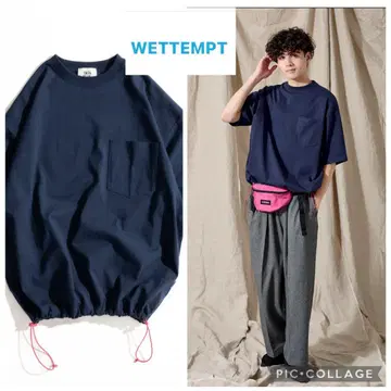 택 포함 새상품 WATTLE 바이컬러 드로우 코드 T셔츠 M 남녀 공용