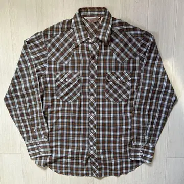 70s SEARS 웨스턴 셔츠 체크 M
