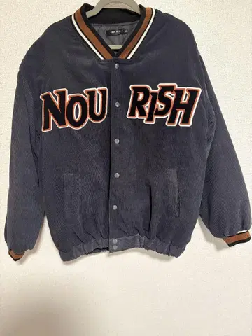 NOURISH 코듀로이 바시티 자켓 네이비