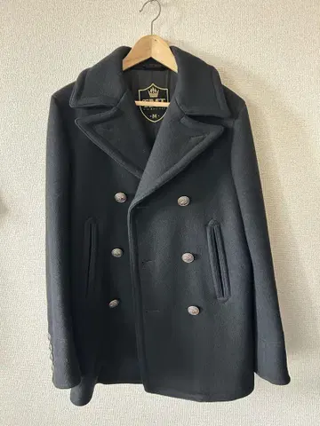 TMT 블랙 울 피 코트 M