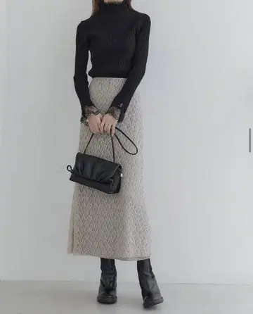 amel lace layered pencil skirt / beige