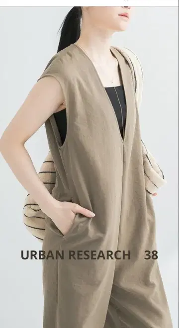 린넨 라이크 깊은 V넥 올인원 38
