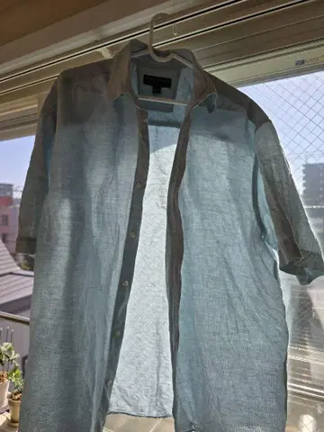 BANANA REPUBLIC 린넨 반팔 셔츠 L 라이트 블루