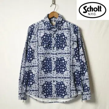 Schott RANCHER 반다나 패턴 플란넬 셔츠 S 네이비