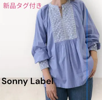 새상품 Sonny Label 코튼 자수 요크 블라우스 블루