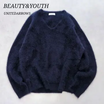 복슬복슬 BEAUTY&YOUTH 헤어리 골지 V넥 니트 어른스러운 코디